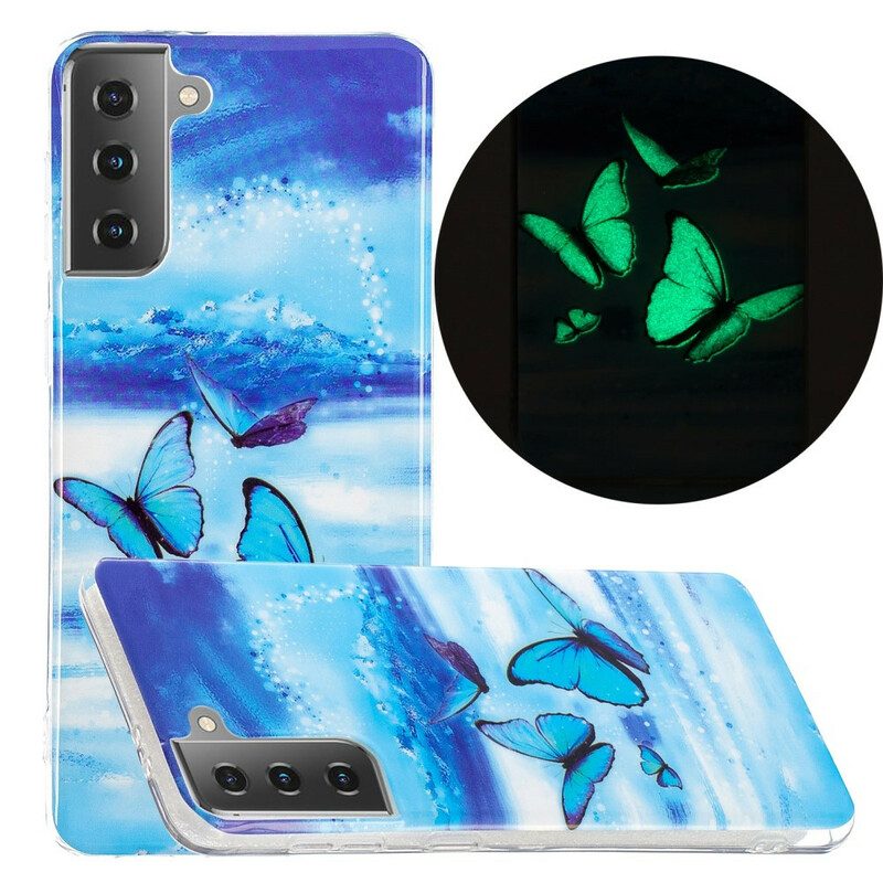 Cover Samsung Galaxy S21 5G Serie Di Farfalle Fluorescenti