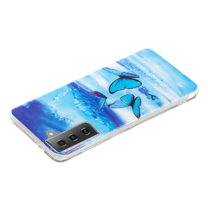 Cover Samsung Galaxy S21 5G Serie Di Farfalle Fluorescenti