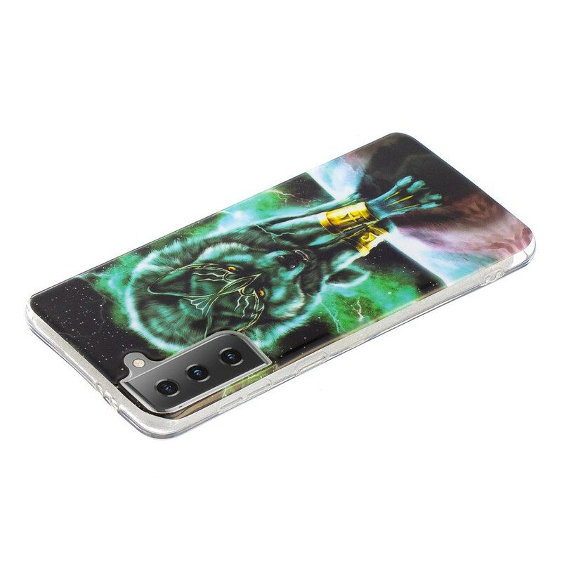 Cover Samsung Galaxy S21 5G Serie Di Lupi Fluorescenti