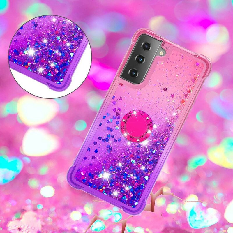 Cover Samsung Galaxy S21 5G Staffa Ad Anello Glitterata