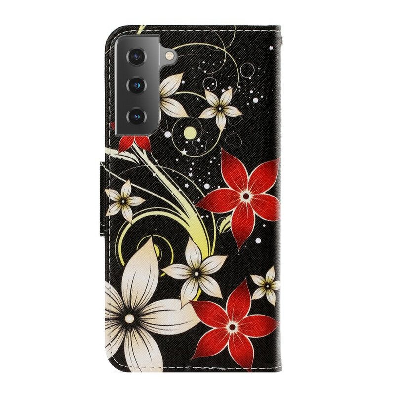 Custodia A Portafoglio Samsung Galaxy S21 5G Fiori Strappy Colorati