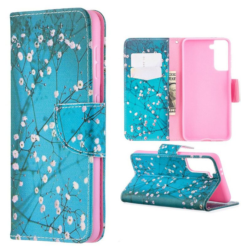 Custodia in pelle Samsung Galaxy S21 5G Albero In Fiore