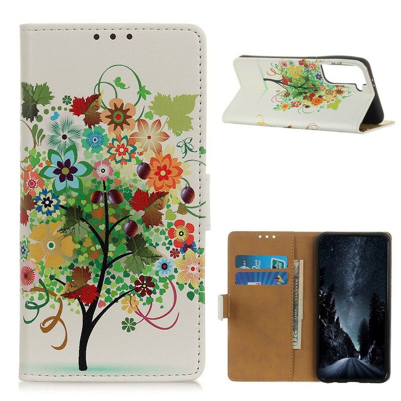 Custodia in pelle Samsung Galaxy S21 5G Albero In Fiore