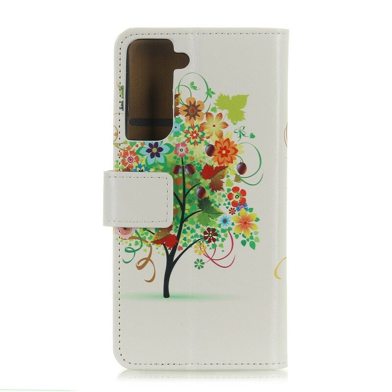 Custodia in pelle Samsung Galaxy S21 5G Albero In Fiore