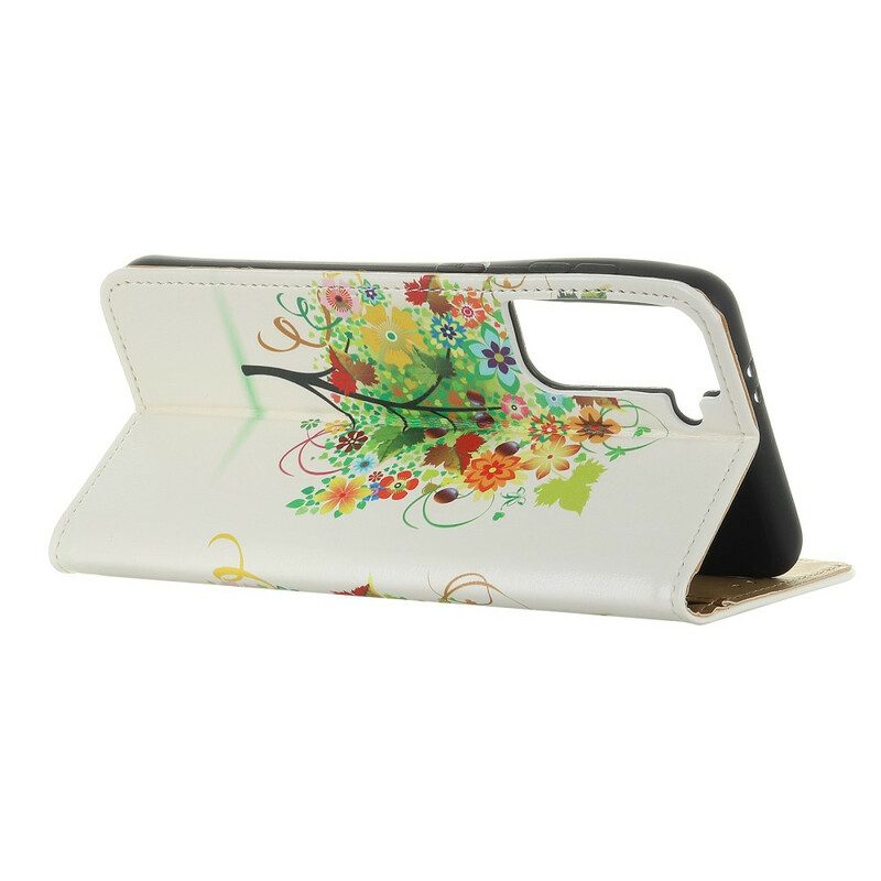 Custodia in pelle Samsung Galaxy S21 5G Albero In Fiore