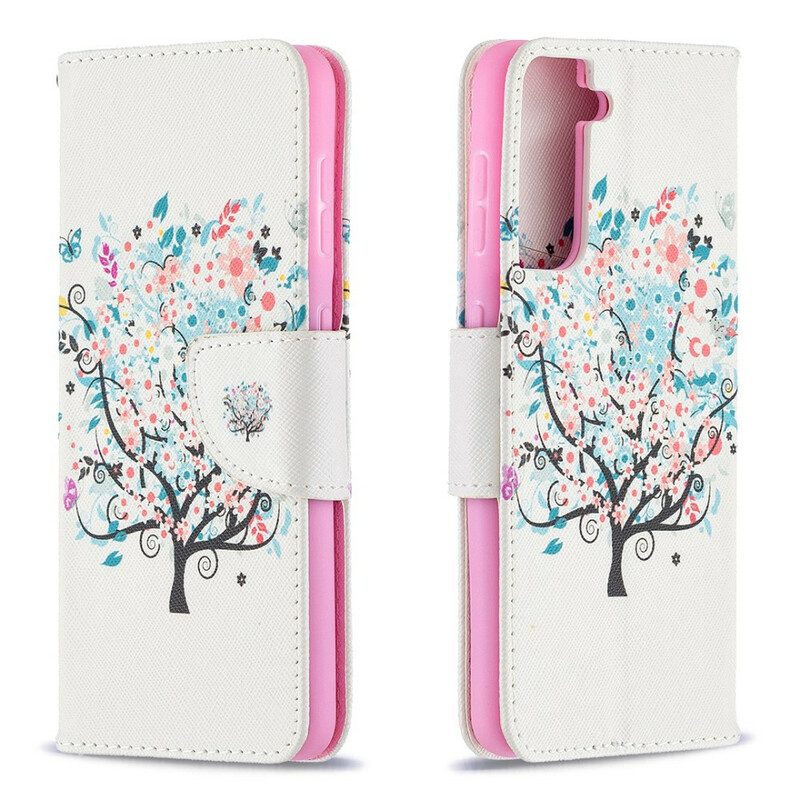 Custodia in pelle Samsung Galaxy S21 5G Albero Fiorito