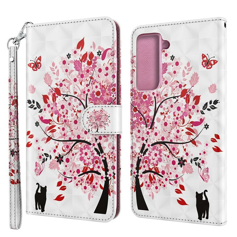 Custodia in pelle Samsung Galaxy S21 5G Albero Rosa