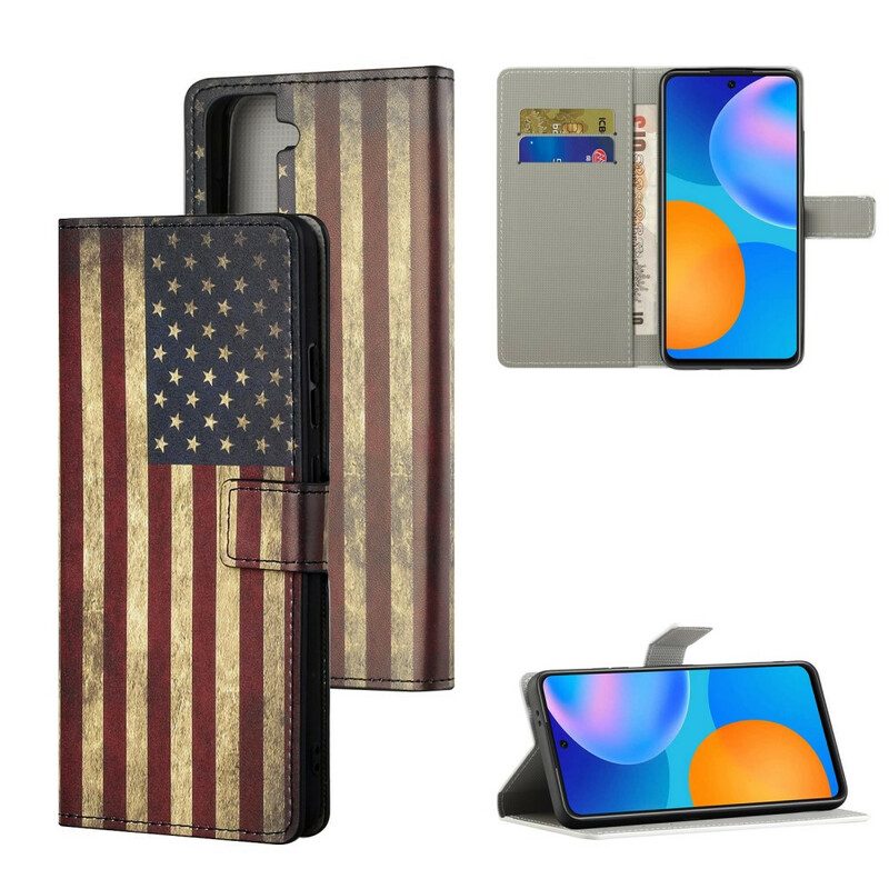 Custodia in pelle Samsung Galaxy S21 5G Bandiera Americana