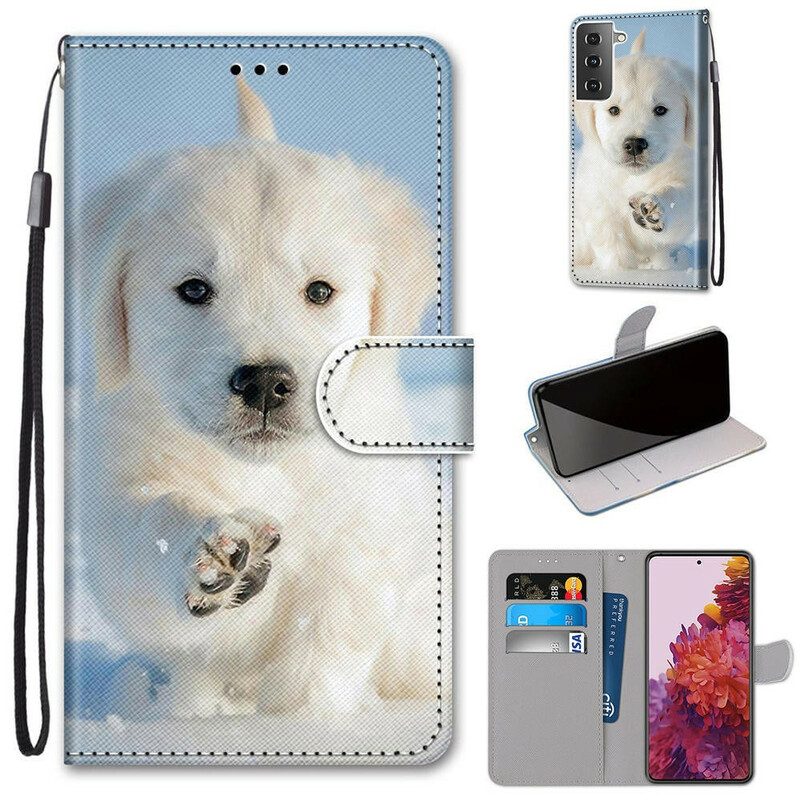 Custodia in pelle Samsung Galaxy S21 5G Cane Carino