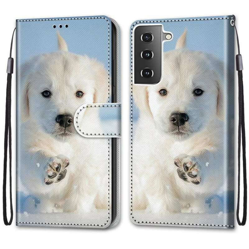 Custodia in pelle Samsung Galaxy S21 5G Cane Carino