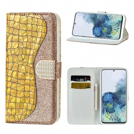 Custodia in pelle Samsung Galaxy S21 5G Diamanti Coccodrillo