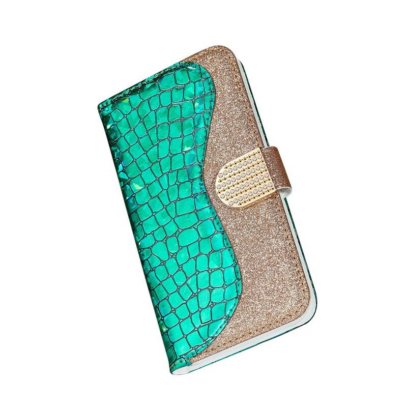 Custodia in pelle Samsung Galaxy S21 5G Diamanti Coccodrillo