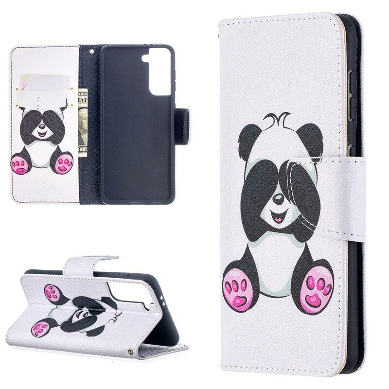 Custodia in pelle Samsung Galaxy S21 5G Divertimento Panda