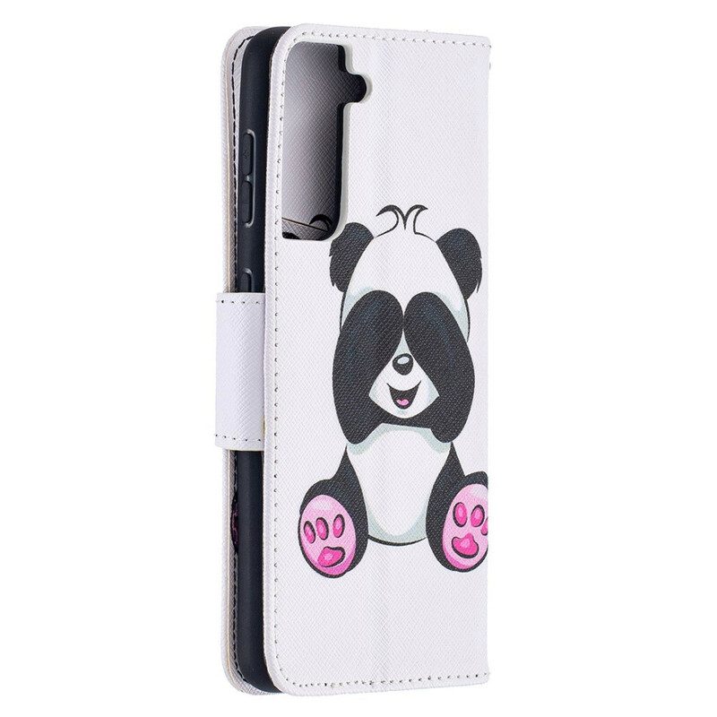 Custodia in pelle Samsung Galaxy S21 5G Divertimento Panda