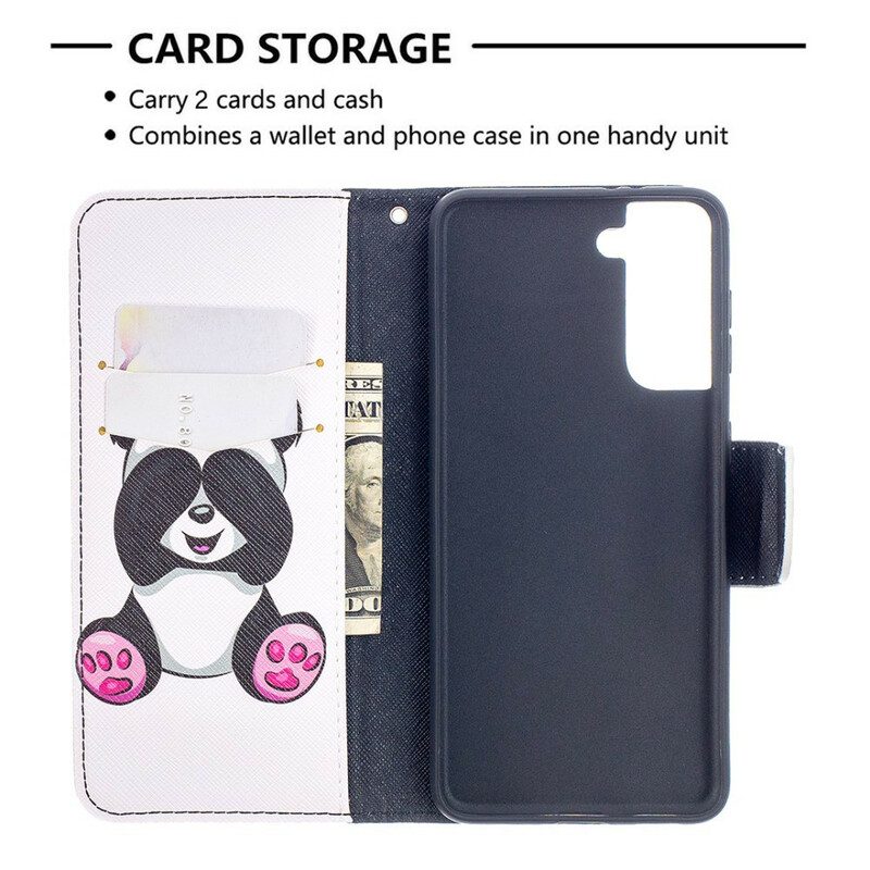 Custodia in pelle Samsung Galaxy S21 5G Divertimento Panda