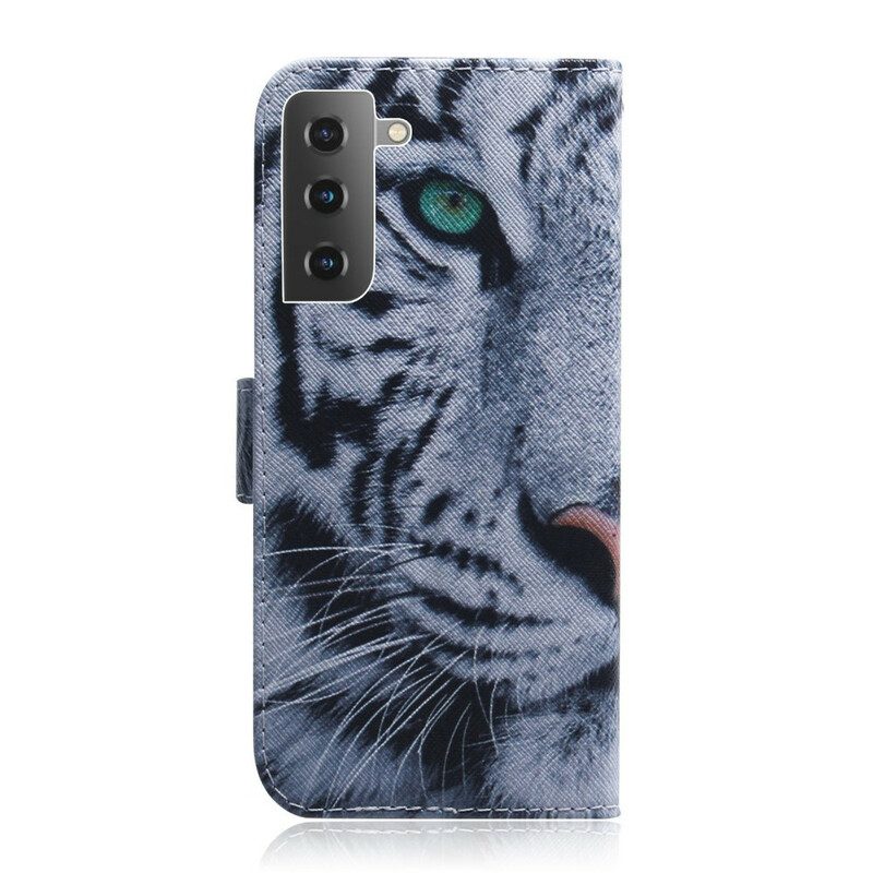 Custodia in pelle Samsung Galaxy S21 5G Faccia Da Tigre