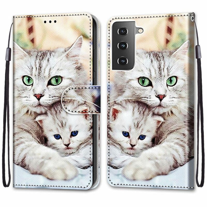 Custodia in pelle Samsung Galaxy S21 5G Famiglia Di Gatti