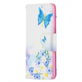 Custodia in pelle Samsung Galaxy S21 5G Farfalle E Fiori Dipinti