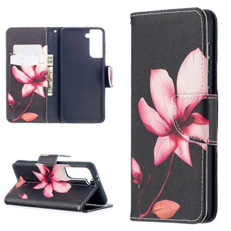 Custodia in pelle Samsung Galaxy S21 5G Fiore Rosa