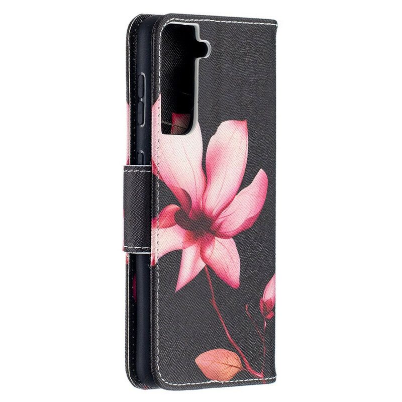 Custodia in pelle Samsung Galaxy S21 5G Fiore Rosa