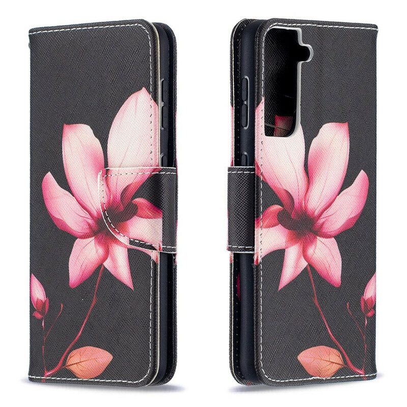 Custodia in pelle Samsung Galaxy S21 5G Fiore Rosa