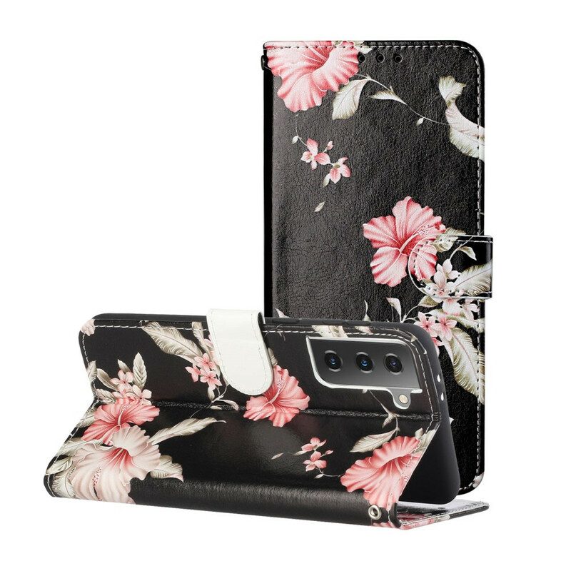 Custodia in pelle Samsung Galaxy S21 5G Fiori Pazzi