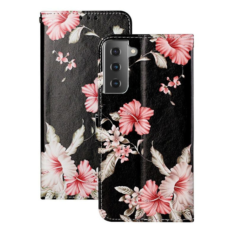 Custodia in pelle Samsung Galaxy S21 5G Fiori Pazzi