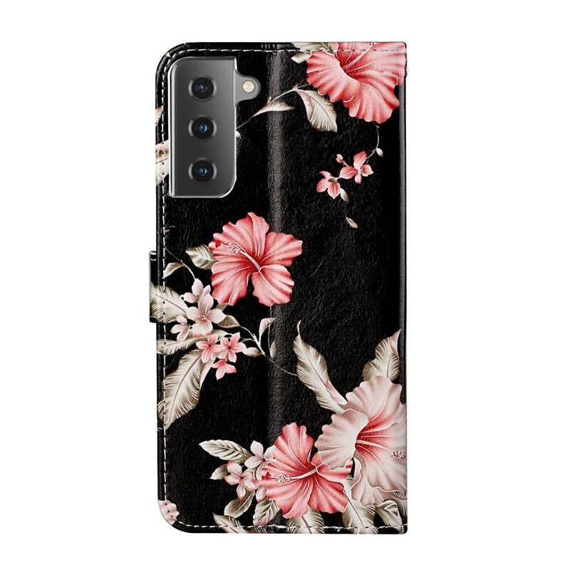 Custodia in pelle Samsung Galaxy S21 5G Fiori Pazzi