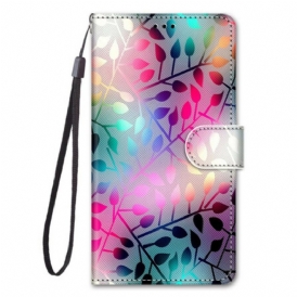 Custodia in pelle Samsung Galaxy S21 5G Foglie Al Neon