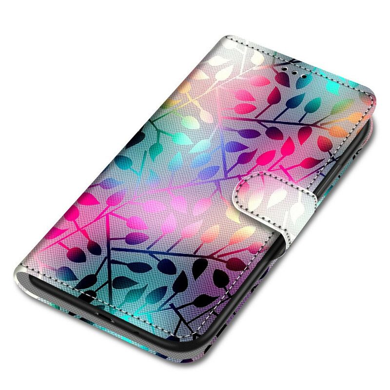 Custodia in pelle Samsung Galaxy S21 5G Foglie Al Neon