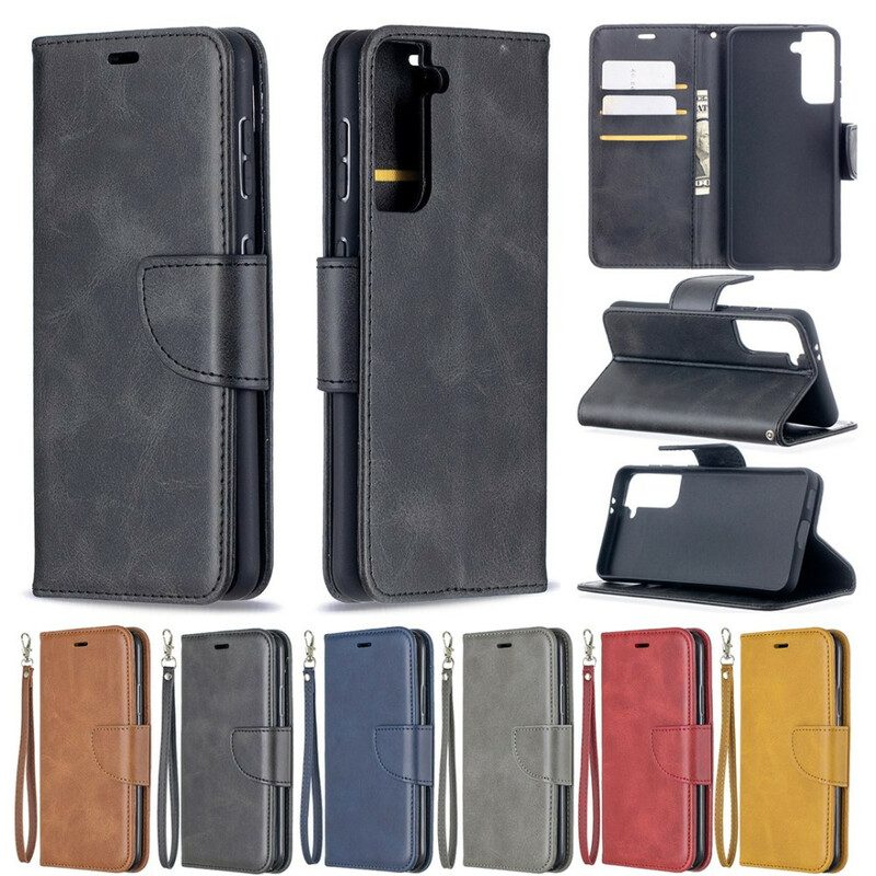 Custodia in pelle Samsung Galaxy S21 5G Folio Cover Lembo Liscio Obliquo