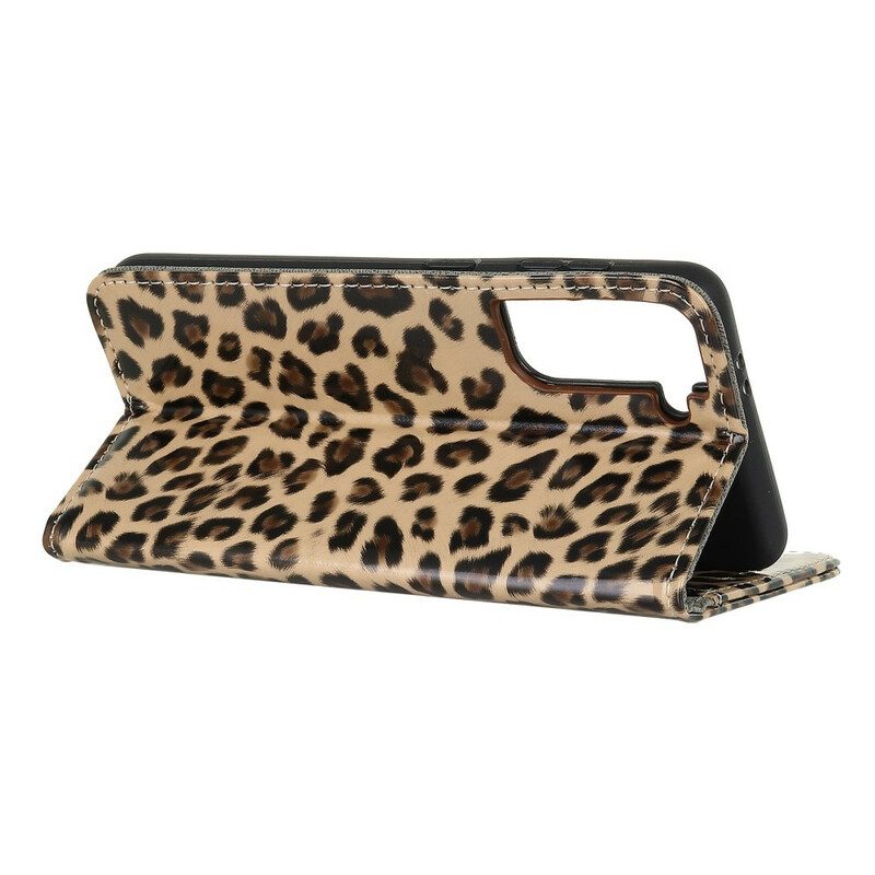 Custodia in pelle Samsung Galaxy S21 5G Leopardo