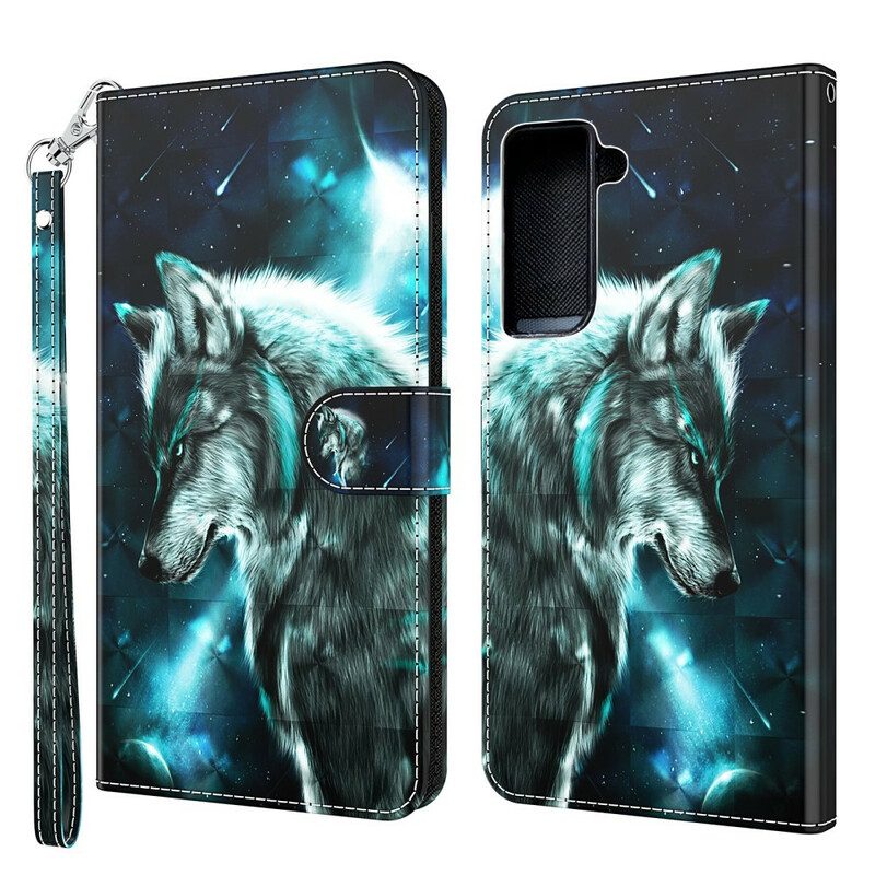 Custodia in pelle Samsung Galaxy S21 5G Lupo Maestoso