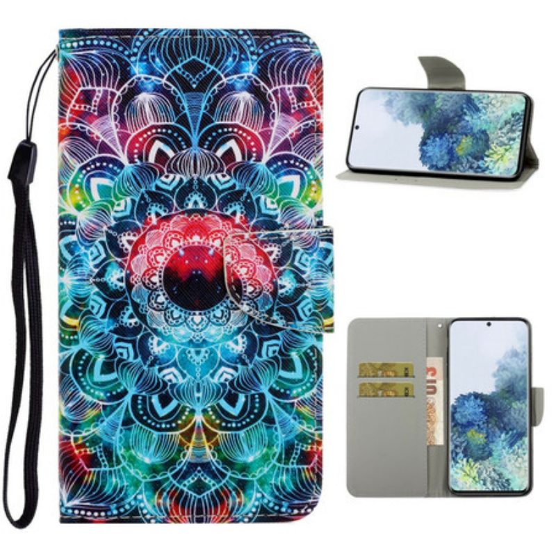 Custodia in pelle Samsung Galaxy S21 5G Mandala Con Spalline Vistose