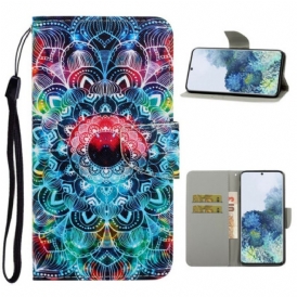 Custodia in pelle Samsung Galaxy S21 5G Mandala Con Spalline Vistose