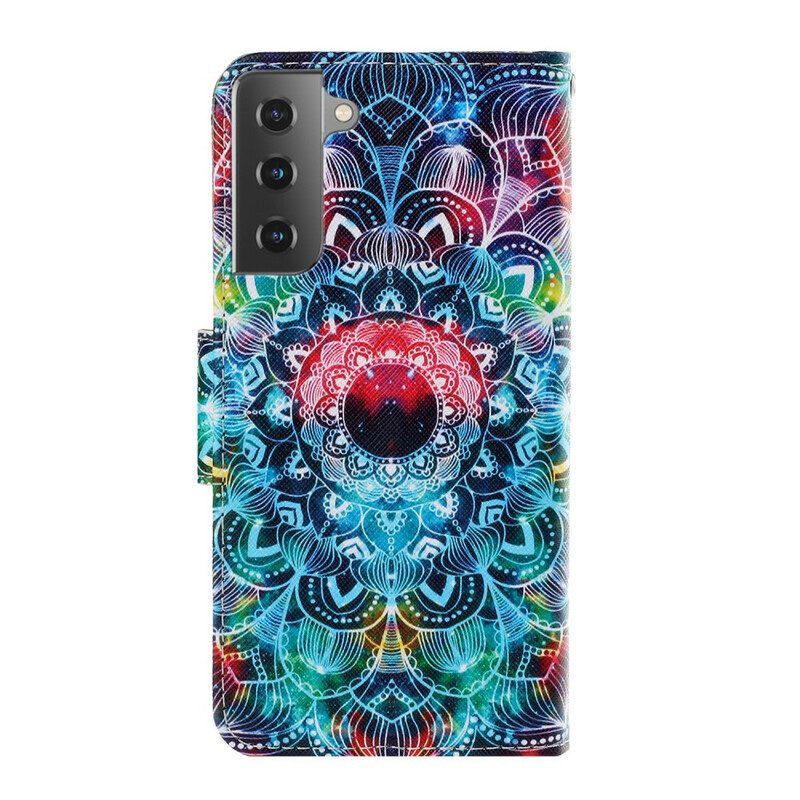 Custodia in pelle Samsung Galaxy S21 5G Mandala Con Spalline Vistose