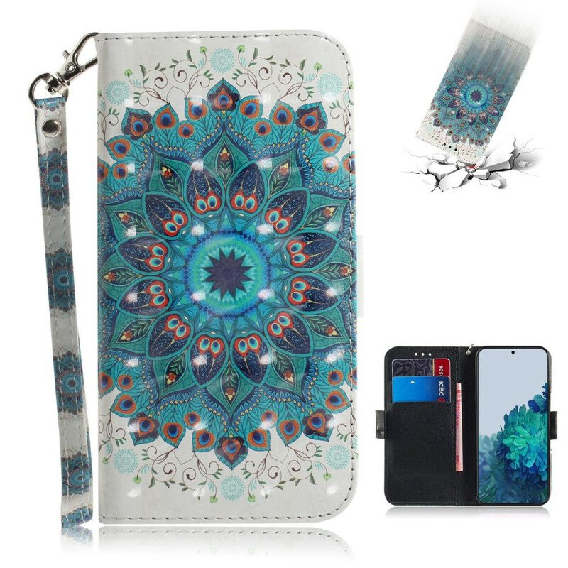 Custodia in pelle Samsung Galaxy S21 5G Mandala Magistrale Con Cinturino