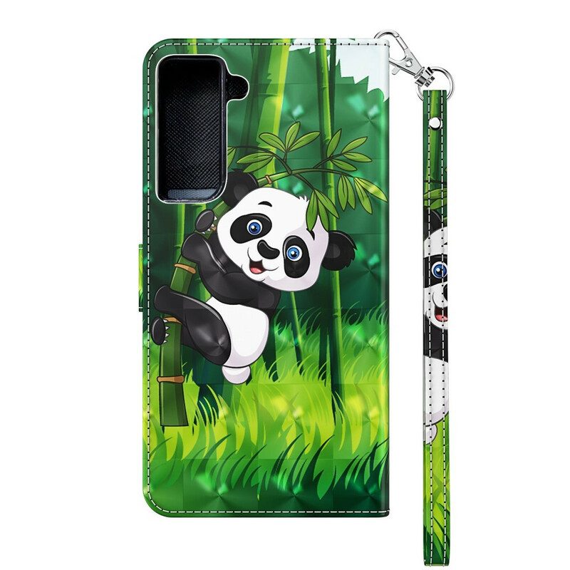 Custodia in pelle Samsung Galaxy S21 5G Panda E Bambù