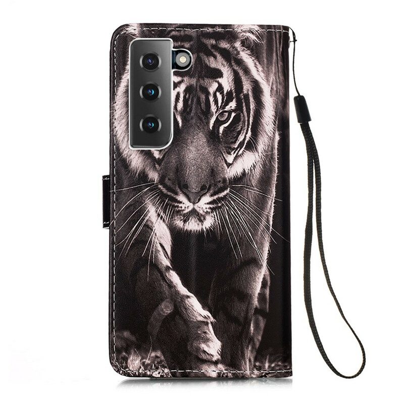 Custodia in pelle Samsung Galaxy S21 5G Tigre Notturna