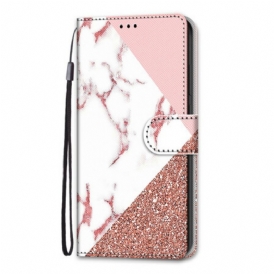 Custodia in pelle Samsung Galaxy S21 5G Triangolo In Marmo E Glitter