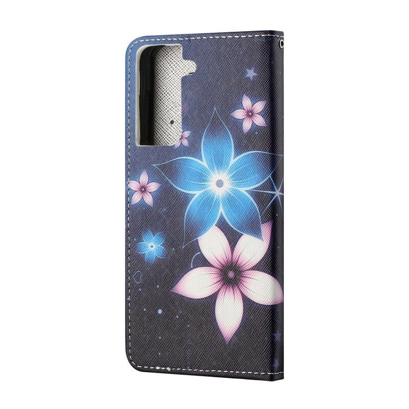 Folio Cover Samsung Galaxy S21 5G Cinturino Lunare Fiori