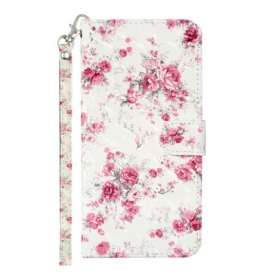 Folio Cover Samsung Galaxy S21 5G Cinturino Punto Luce Fiori