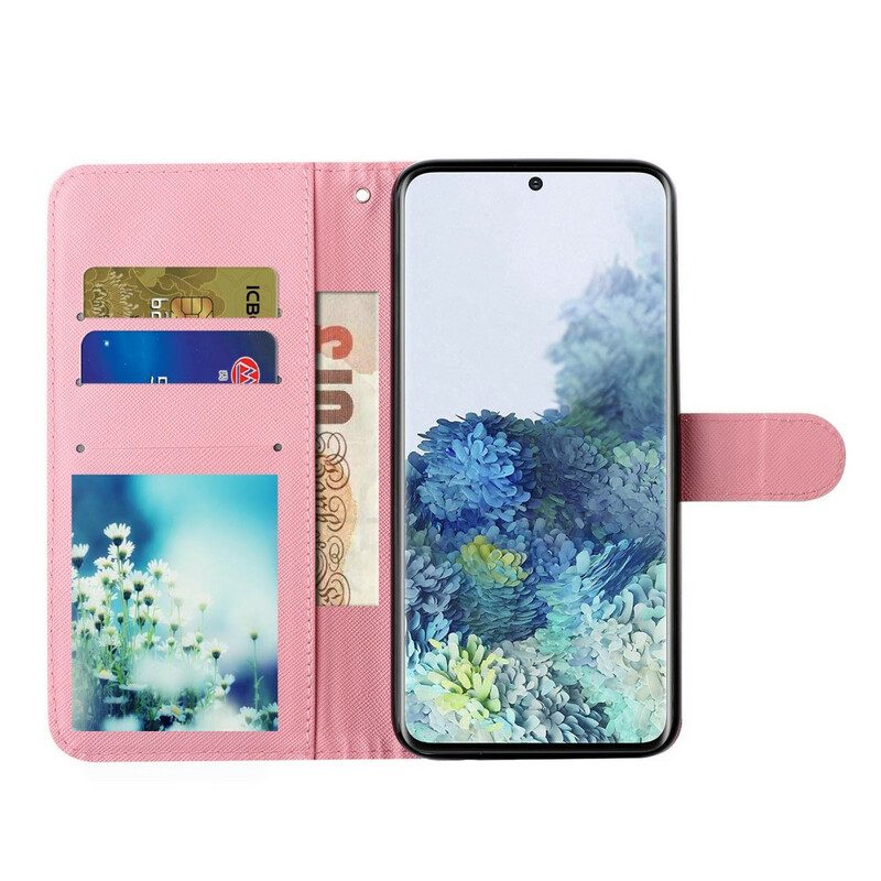 Folio Cover Samsung Galaxy S21 5G Cinturino Punto Luce Fiori