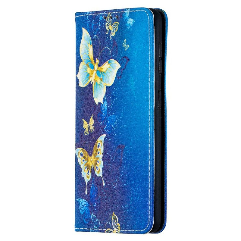 Folio Cover Samsung Galaxy S21 5G Custodia in pelle Farfalle Colorate