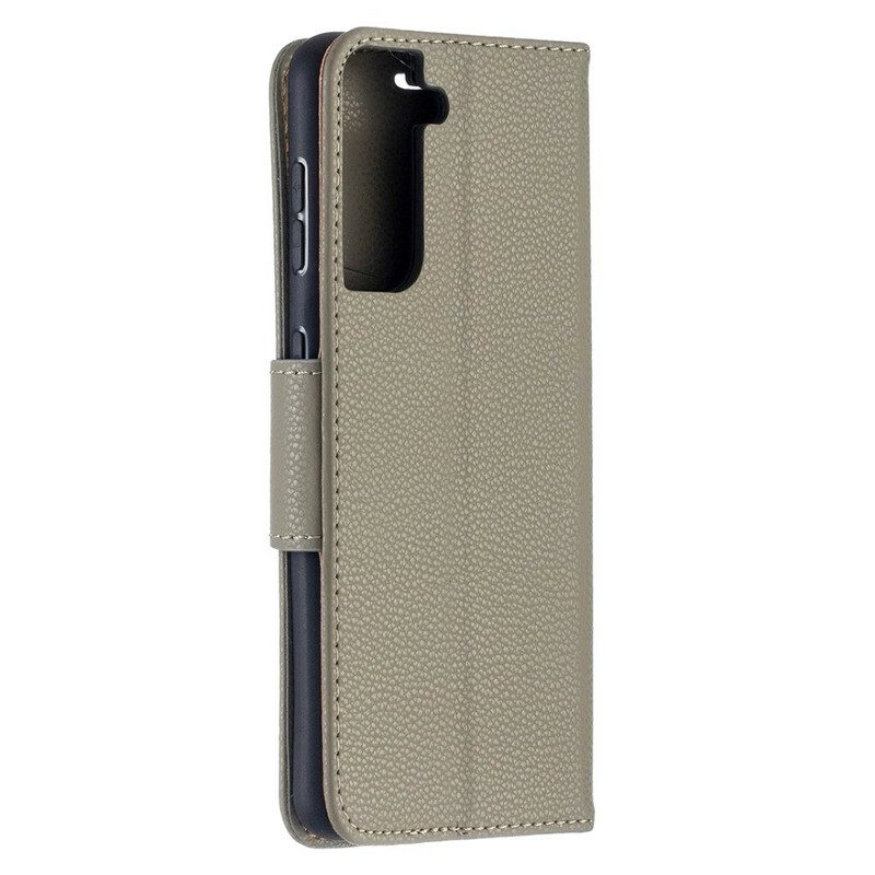 Folio Cover Samsung Galaxy S21 5G Custodia in pelle Litchi Rabat Obliquo