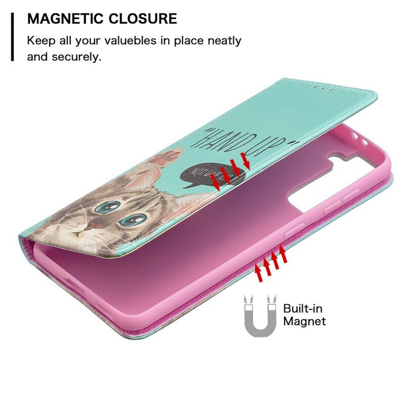 Folio Cover Samsung Galaxy S21 5G Custodia in pelle Mano In Alto