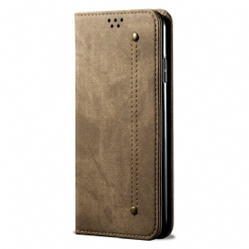 Folio Cover Samsung Galaxy S21 5G Custodia in pelle Tessuto Denim