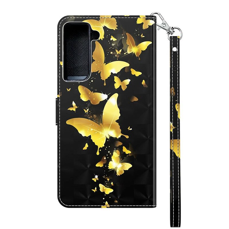 Folio Cover Samsung Galaxy S21 5G Farfalle Gialle