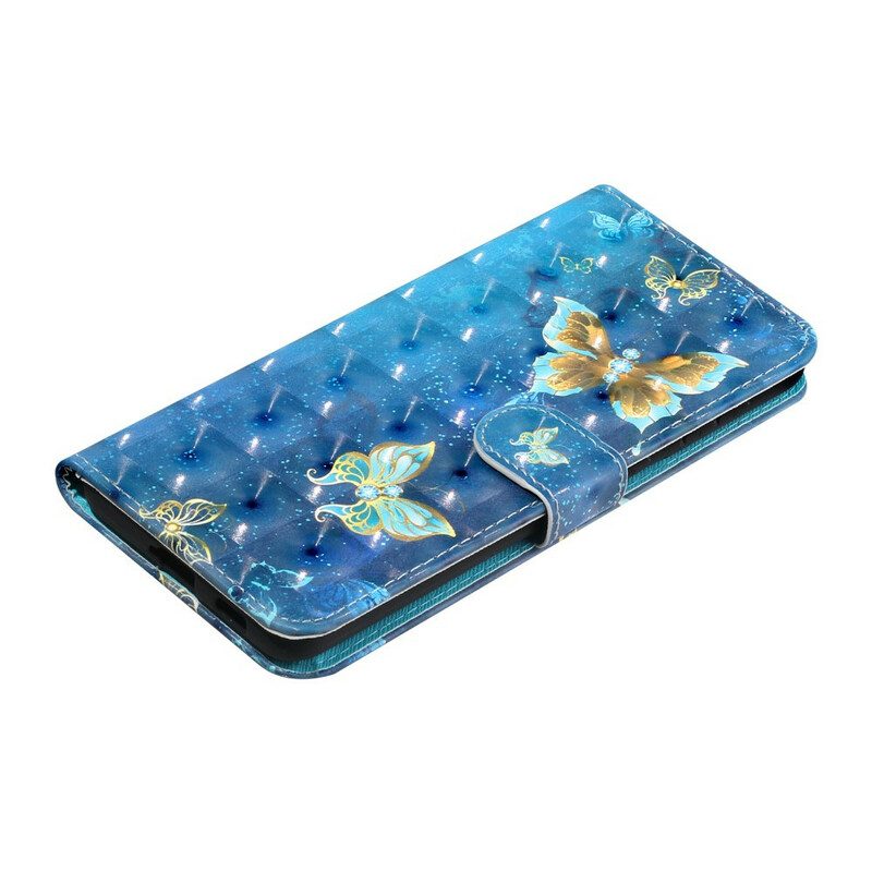 Folio Cover Samsung Galaxy S21 5G Farfalle Punto Luce Con Cordino