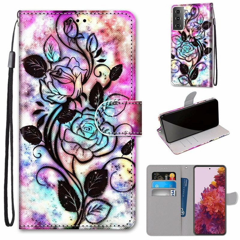 Folio Cover Samsung Galaxy S21 5G Fiori Al Neon